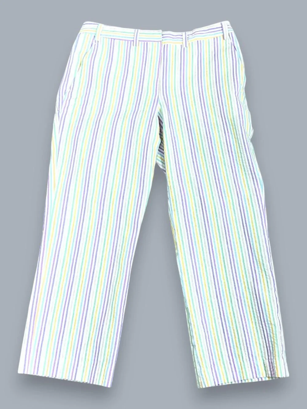 Tailor NY Pastel Stripe Pants Slim Straight Cropped Mid Rise (4) - Picture 2 of 7